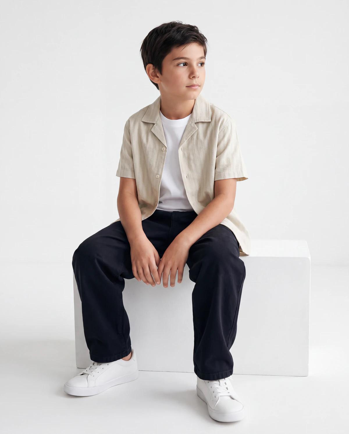 AI photoshoot styled look of a camp-collar shirt, generated by Nokkh